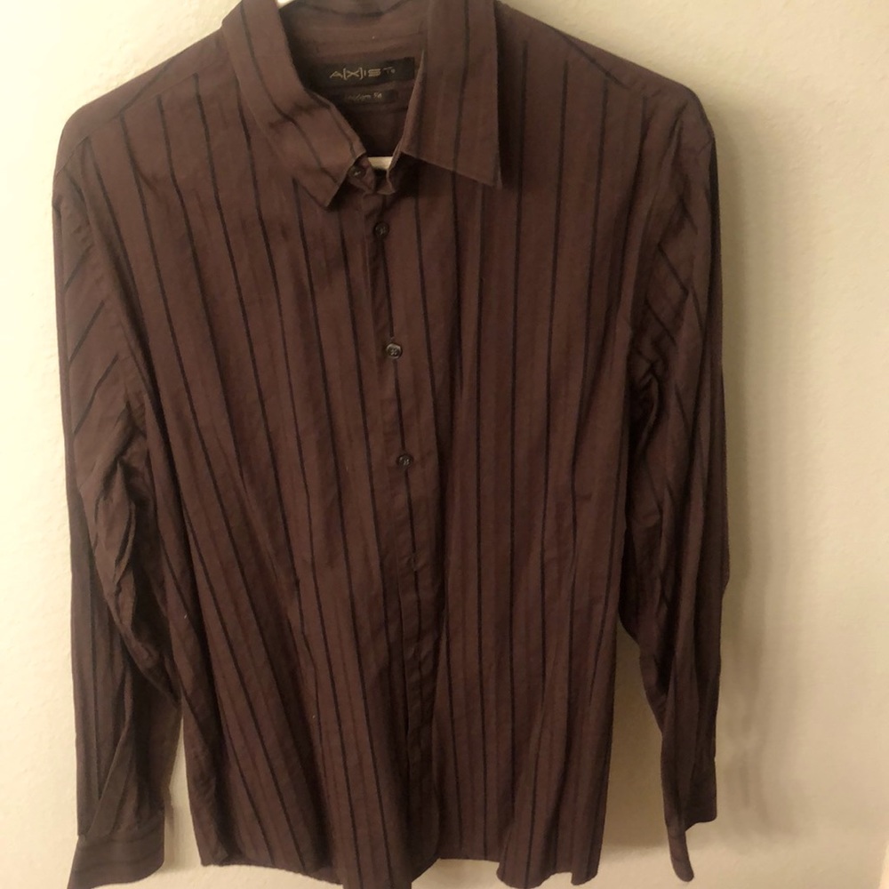 Mens brown/black vertical stripe shirt